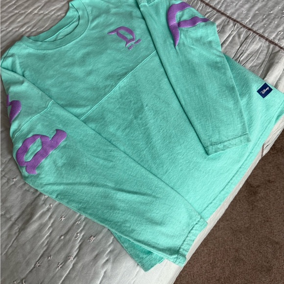 Disney Aqua Long Sleeve Kids Tee with Lavender Accents - Picture 1 of 4